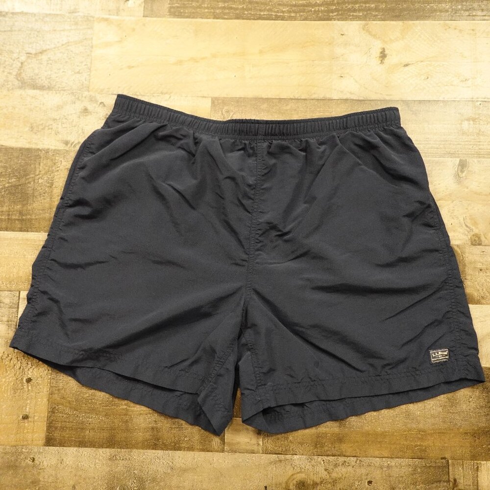 L.L.Bean Swim Trunks Men’s XL‎ Navy Blue 6” Inseam Mesh Lined Elastic Waist